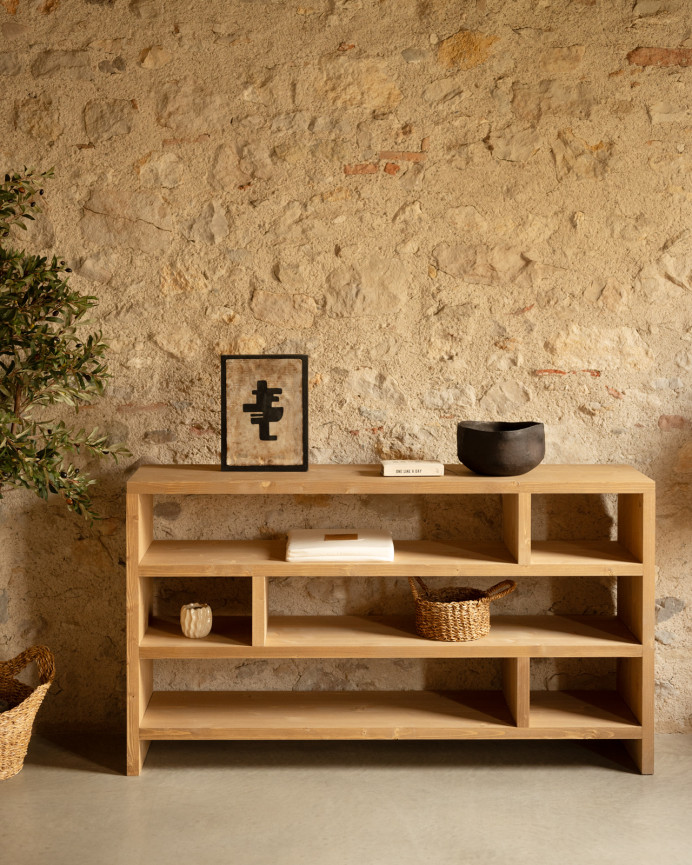 Estantería de madera maciza tono roble medio de 80x140cm