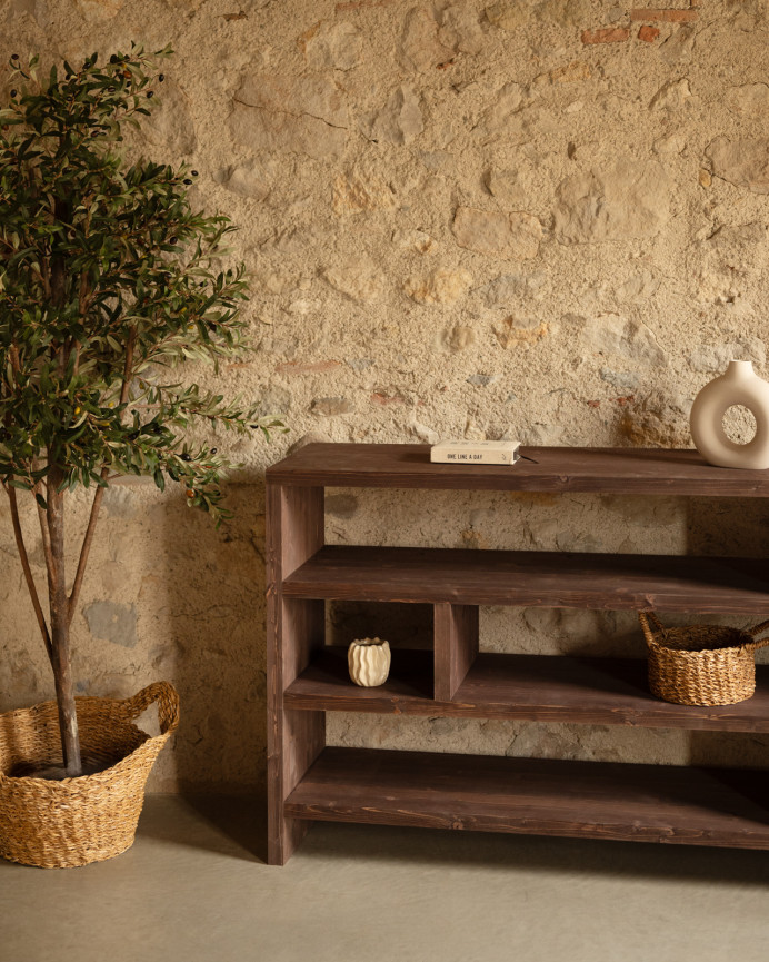 Estantería de madera maciza tono nogal de 80x140cm