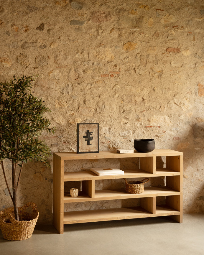 Estantería de madera maciza tono roble medio de 80x140cm