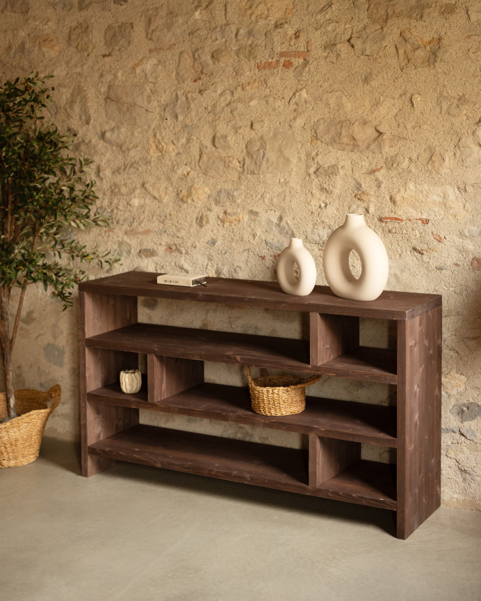 Estantería de madera maciza tono nogal de 80x140cm