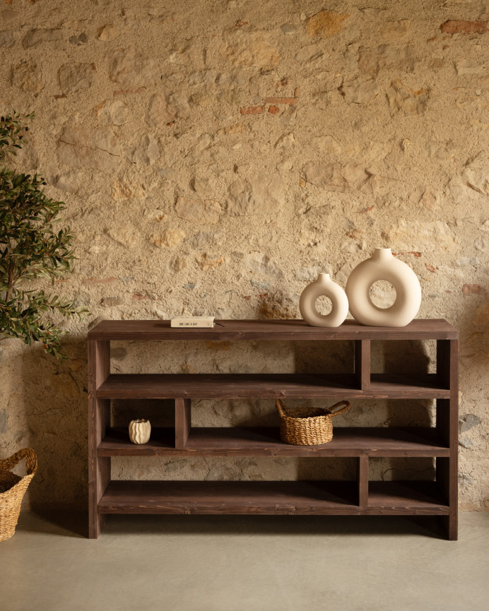 Estantería de madera maciza tono nogal de 80x140cm