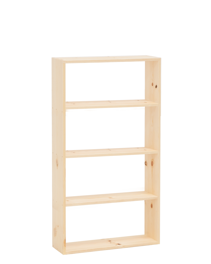 Estantería de madera maciza tono natural con 3 estantes