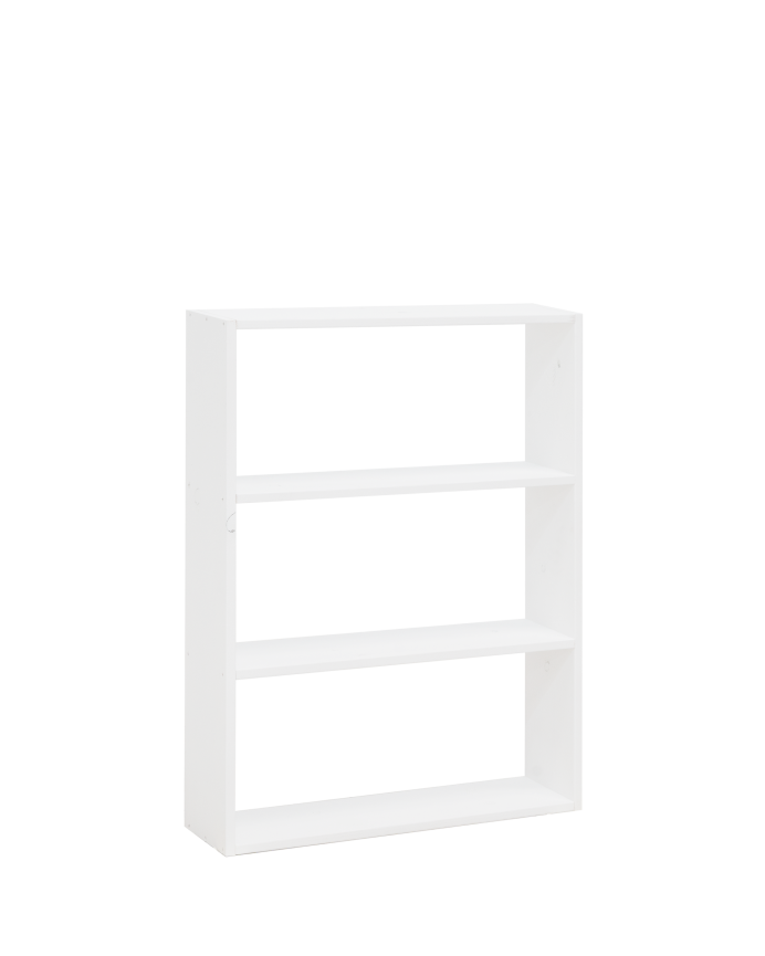 Estantería de madera maciza tono blanco con 2 estantes