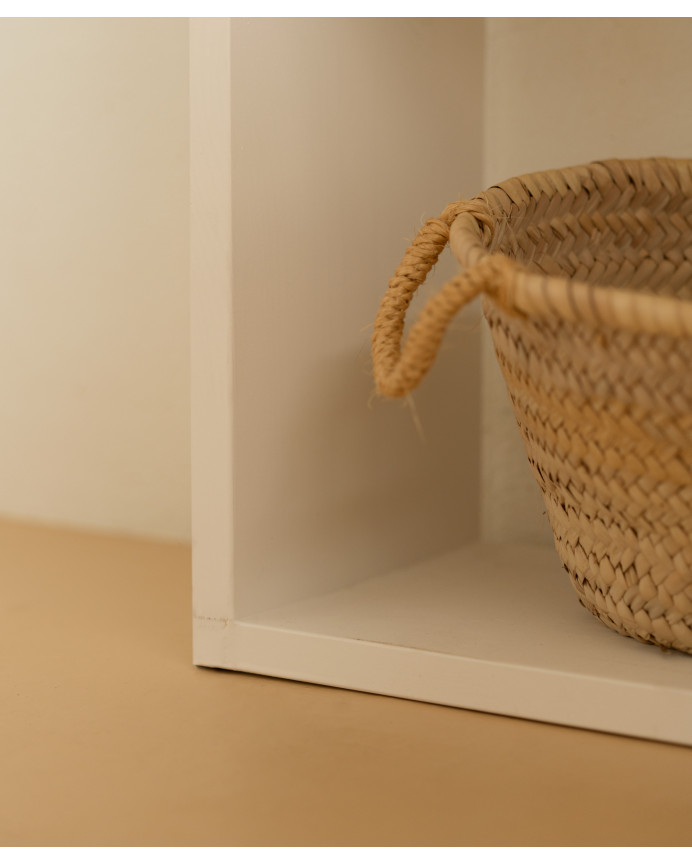 Estantería de madera maciza tono blanco con 1 estante