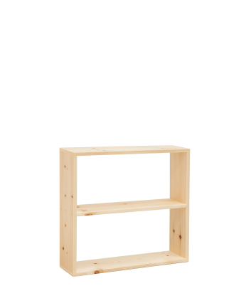 Estantería de madera maciza tono natural con 1 estante