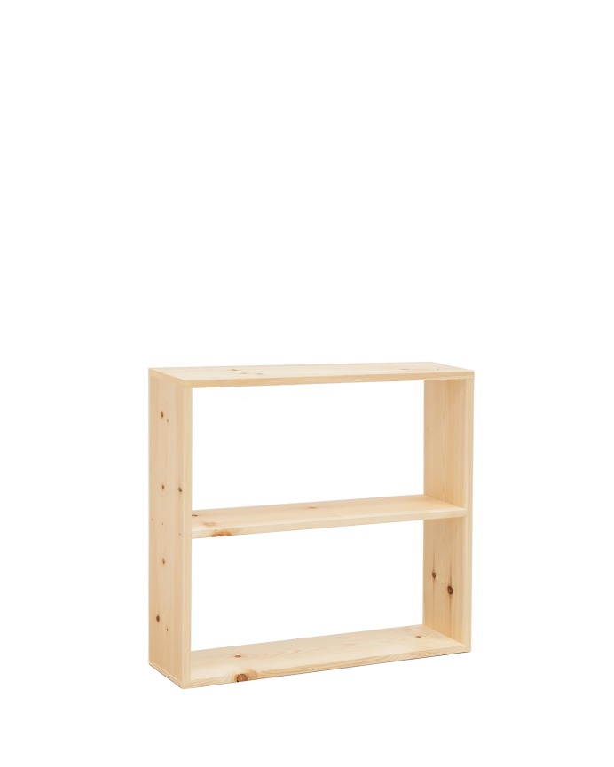 Estantería de madera maciza tono natural con 1 estante