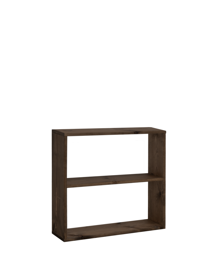 Estantería de madera maciza tono nogal con 1 estante