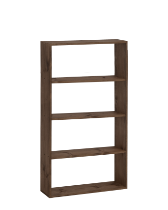 Estantería de madera maciza tono nogal con 3 estantes