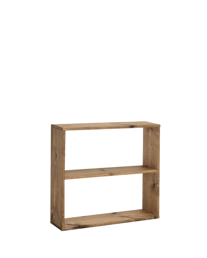 Estantería de madera maciza tono roble oscuro con 1 estante