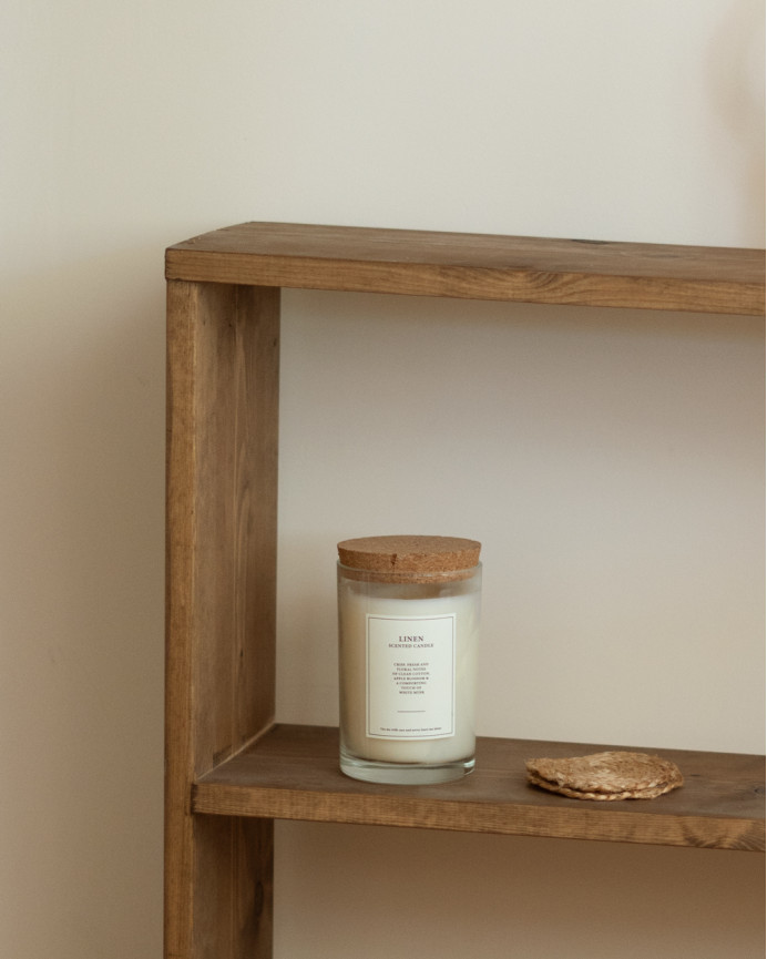Estantería de madera maciza tono roble oscuro con 1 estante
