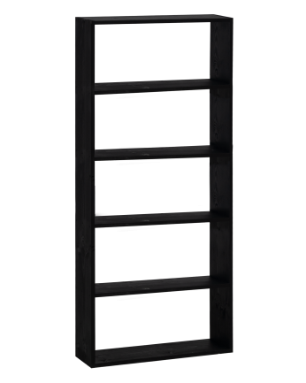 Estantería de madera maciza tono negro con 4 estantes