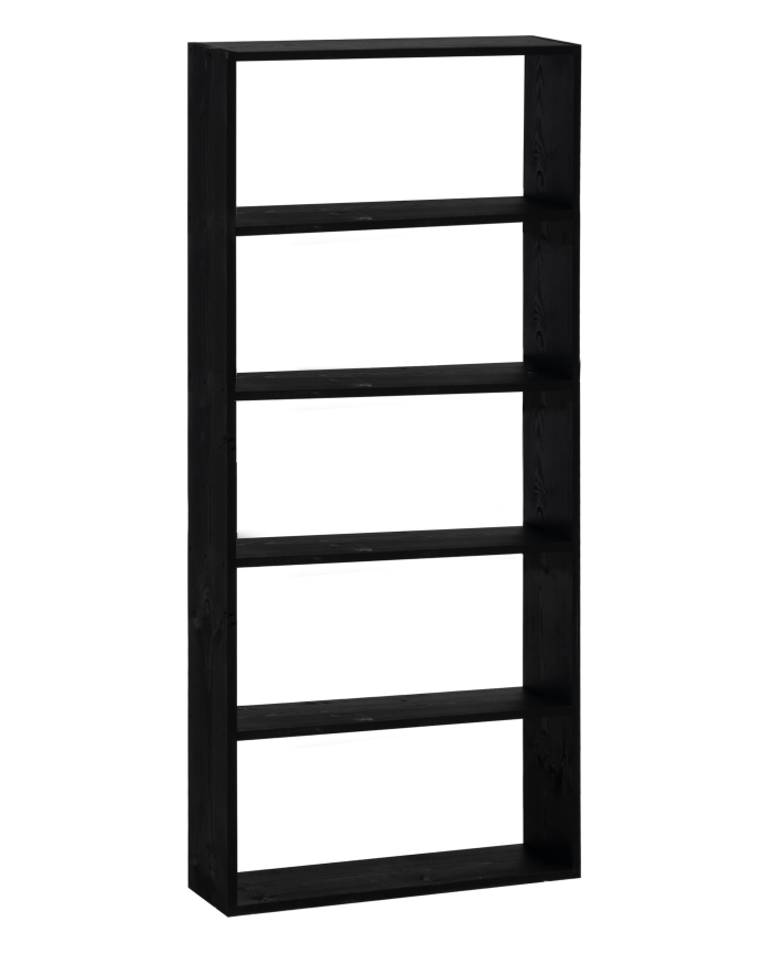 Estantería de madera maciza tono negro con 4 estantes