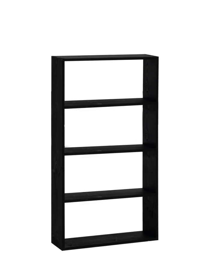 Estantería de madera maciza tono negro con 3 estantes