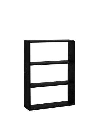 Estantería de madera maciza tono negro con 2 estantes