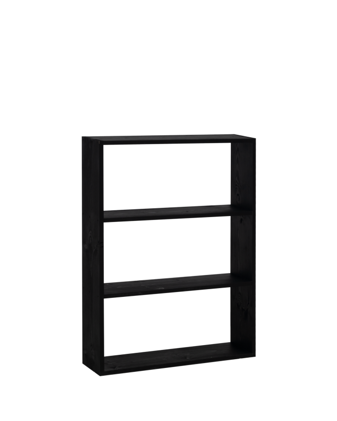 Estantería de madera maciza tono negro con 2 estantes