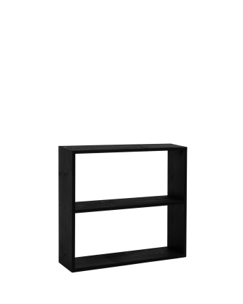 Estantería de madera maciza tono negro con 1 estante