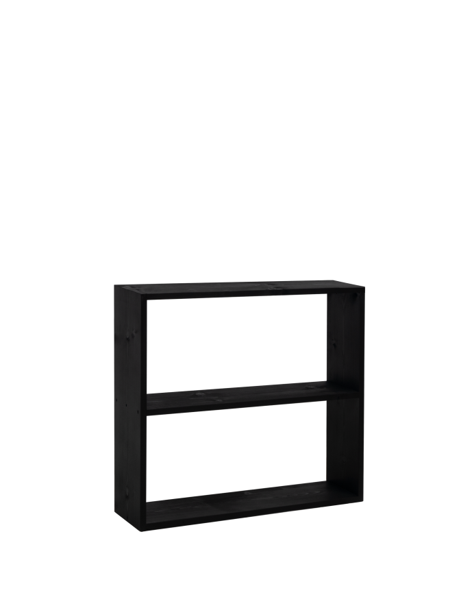 Estantería de madera maciza tono negro con 1 estante