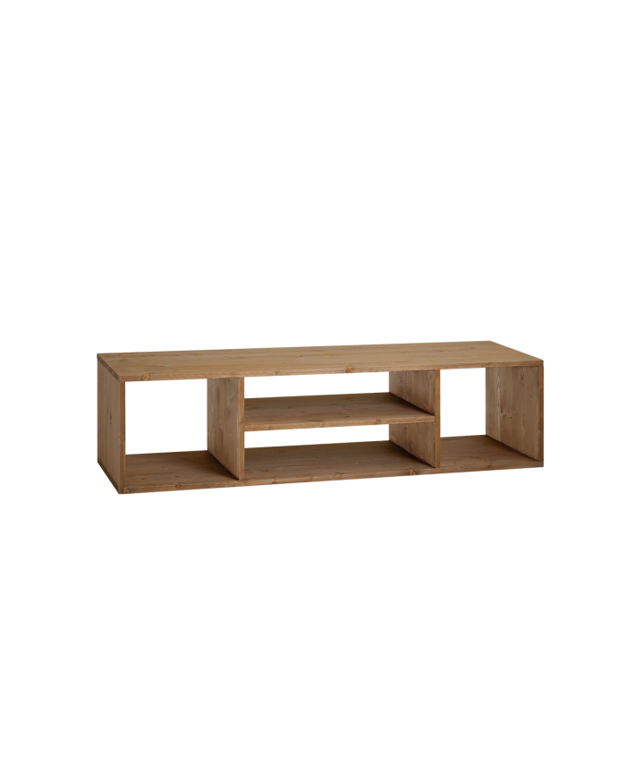 Mueble de TV de madera maciza en tono roble oscuro de 160x40cm