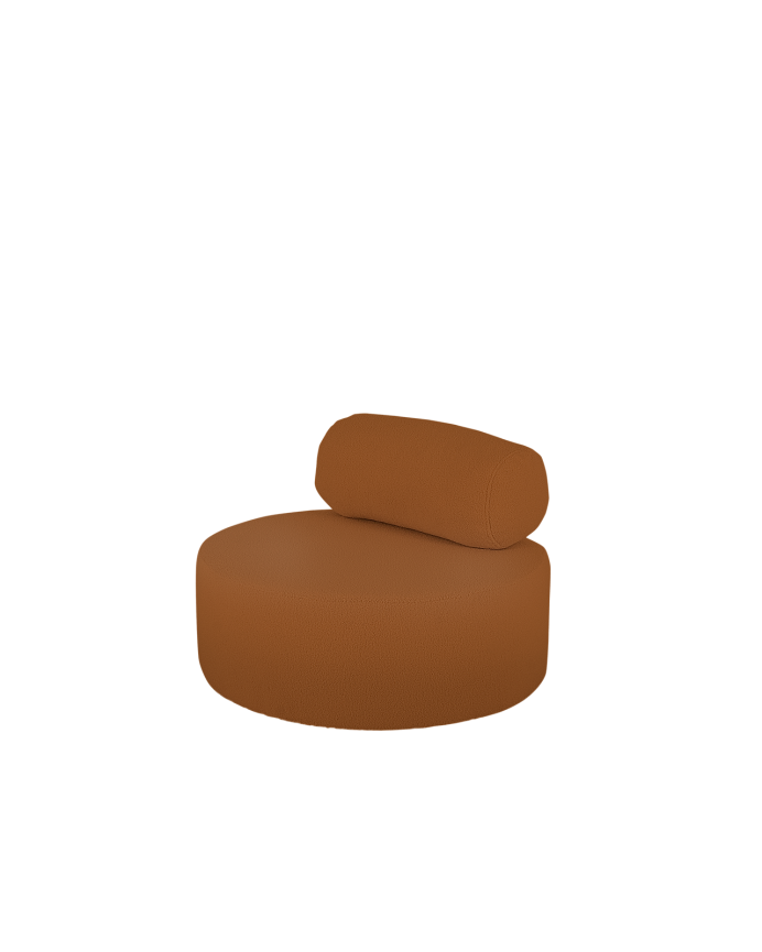 Sillón de buclé redonda color marron cobre de 91x71cm