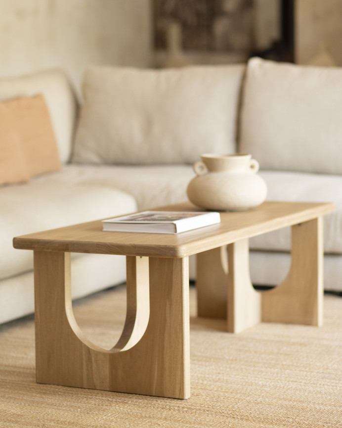 Mesa de centro de madera maciza de álamo en 120x50cm