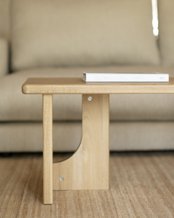 Mesa de centro de madera maciza de álamo en 120x50cm
