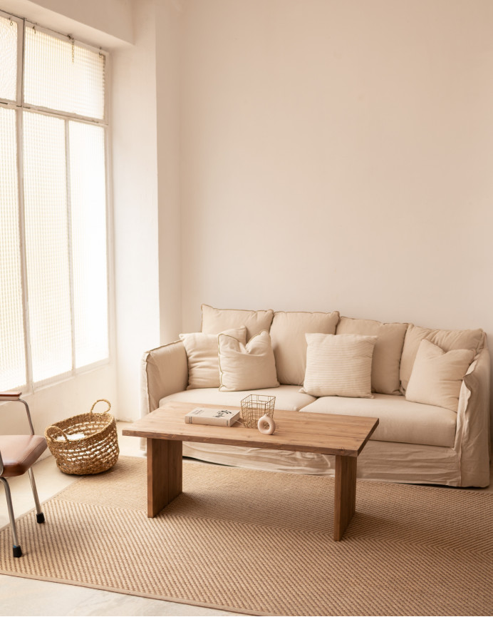 Mesa de centro de madera maciza acabado roble oscuro de 120x60cm