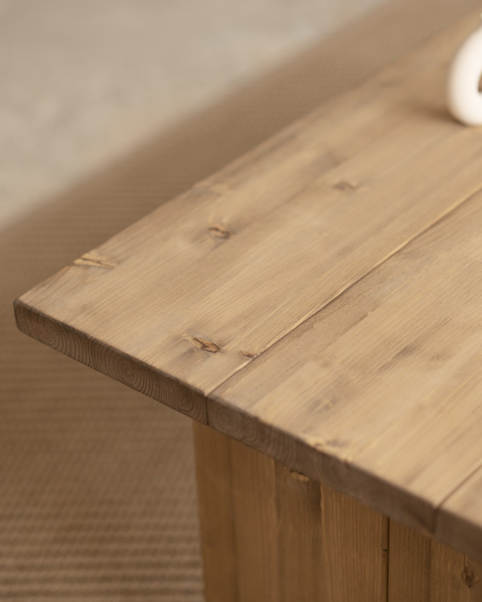 Mesa de centro de madera maciza acabado roble oscuro de 120x60cm