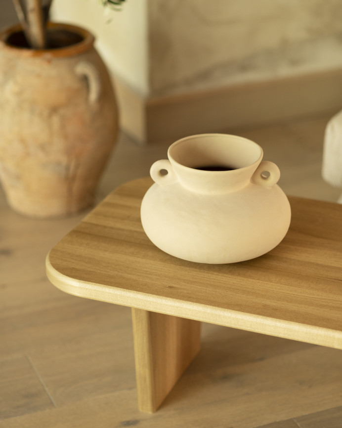 Mesa de centro de madera maciza de álamo con dos patas de 95cm