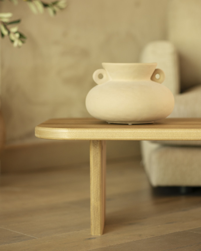 Mesa de centro de madera maciza de álamo con dos patas de 95cm