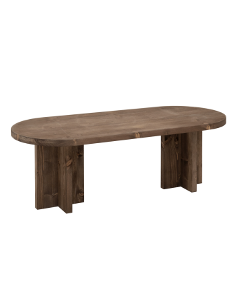 Mesa de centro de madera maciza en tono nogal de de 120x50cm