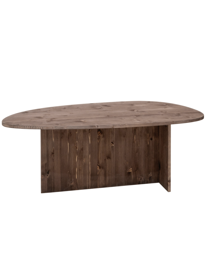 Mesa de centro de madera maciza en tono nogal de 129cm