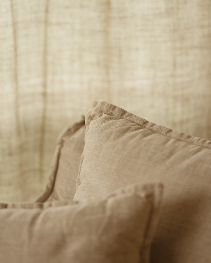 Sillón de algodón y lino desenfundable tono beige de 98x90cm