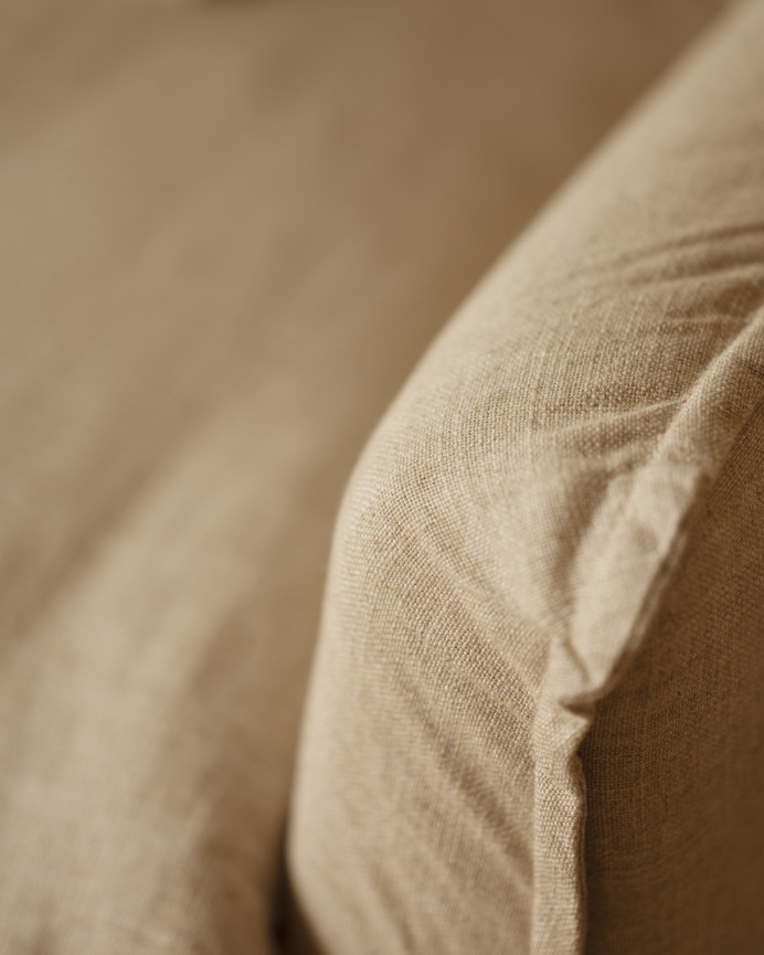 Sillón de algodón y lino desenfundable tono beige de 98x90cm