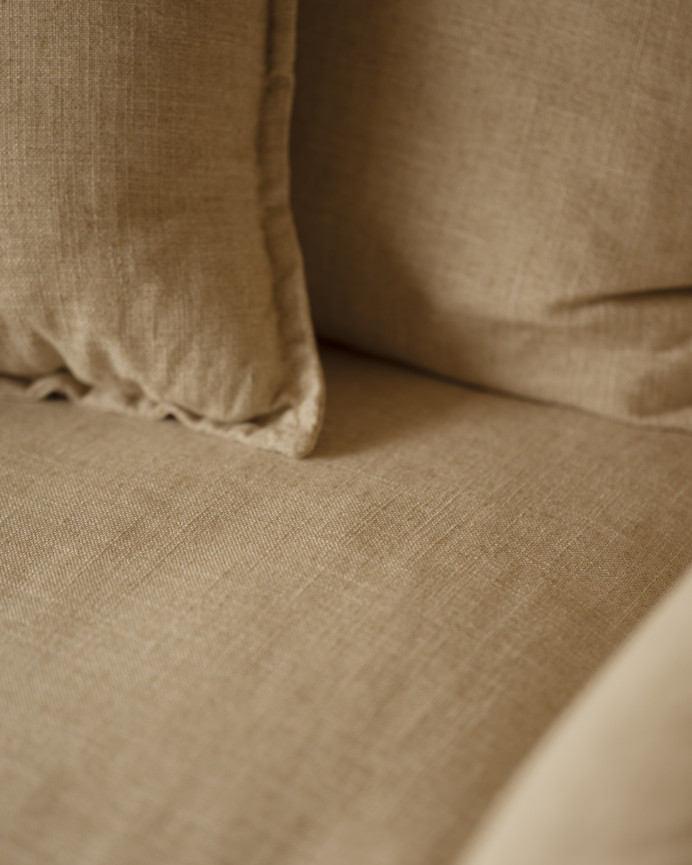 Sillón de algodón y lino desenfundable tono beige de 98x90cm
