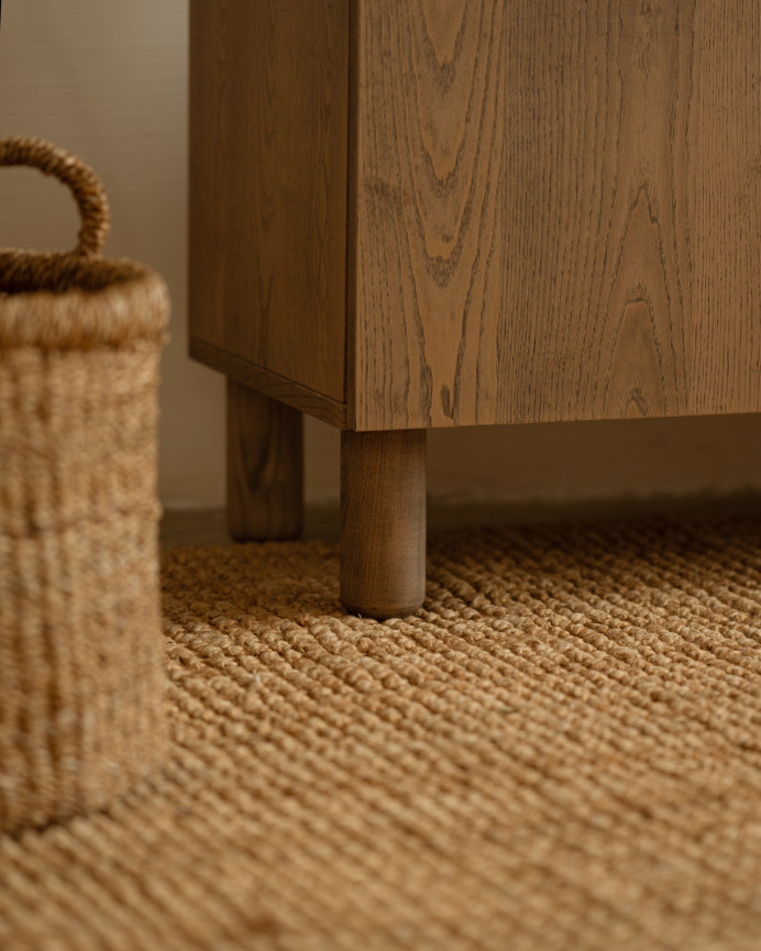 Mueble TV de chapa de madera de fresno natural en tono avellana en varias medidas