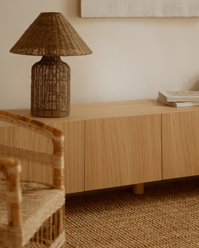 Mueble TV de chapa de madera de roble natural en varias medidas