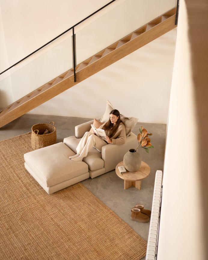 Puf tono beige de 96x80cm