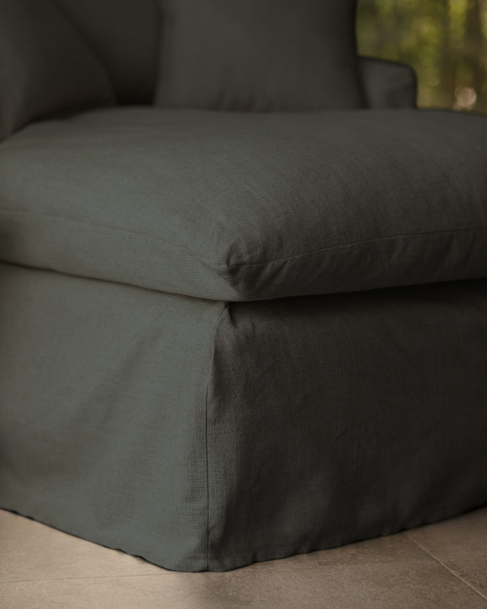 Sillón de algodón y lino color azul de 115x170cm