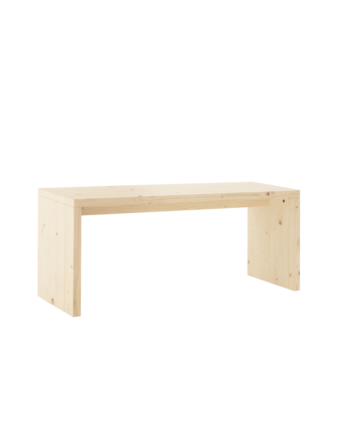 Mesa de centro de madera maciza en tono natural de 110x45x35cm