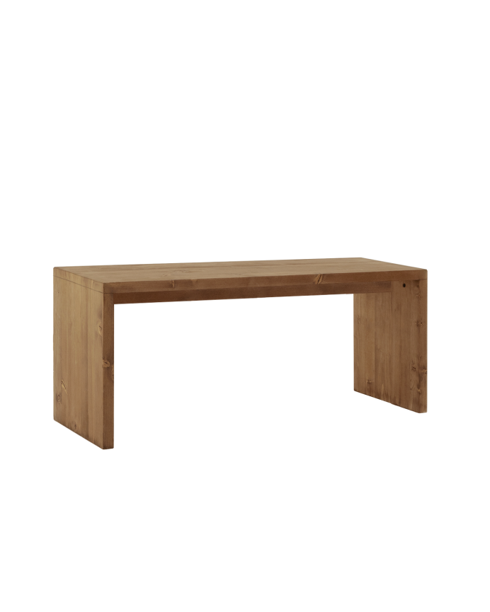 Mesa de centro de madera maciza en tono roble oscuro de 110x45x35cm