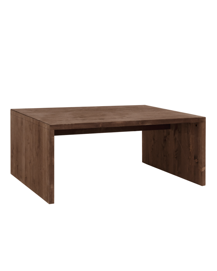 Mesa de centro de madera maciza en tono nogal de 110x45x74cm