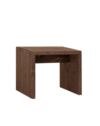 Mesita / Taburete de madera maciza en tono nogal de 45x50cm