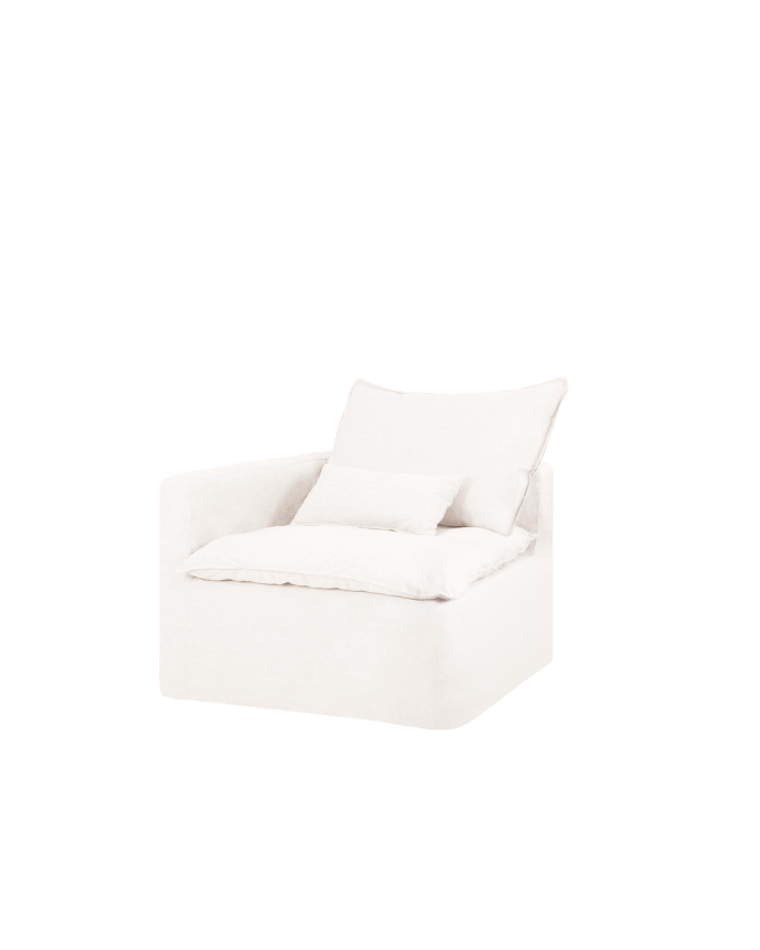 Módulo de algodón y lino con reposabrazos izquierdo desenfundable tono blanco de 97x96cm
