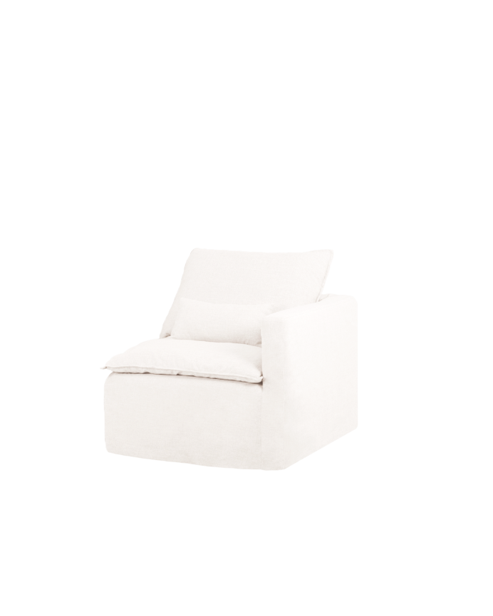 Módulo de algodón y lino con reposabrazos derecho desenfundable tono blanco de 97x96cm