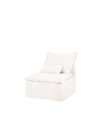 Módulo de algodón y lino sin reposabrazos desenfundable tono blanco de 86x96cm