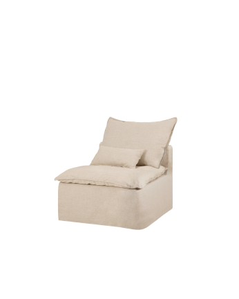 Módulo de algodón y lino sin reposabrazos desenfundable tono beige de 86x96cm