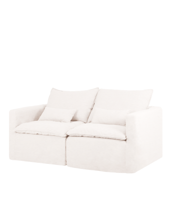 Sofá modular recto de algodón y lino desenfundable tono blanco de 196x96cm