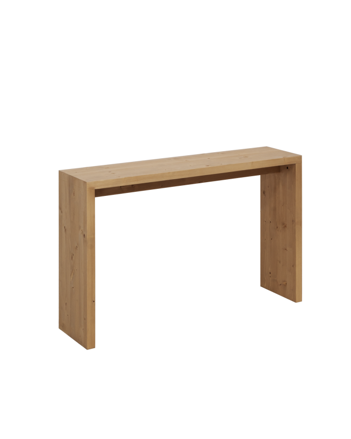 Consola de madera maciza en tono roble medio de 120x80cm