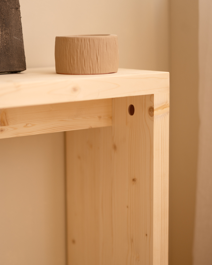 Consola de madera maciza en tono natural de 120x80cm