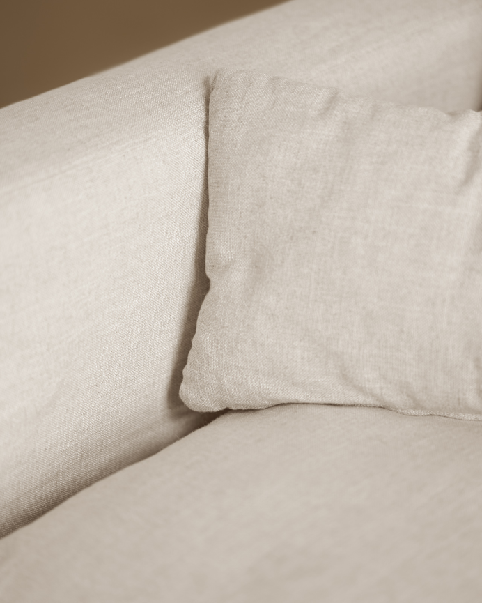 Sofá modular recto de algodón y lino desenfundable tono blanco de 196x96cm
